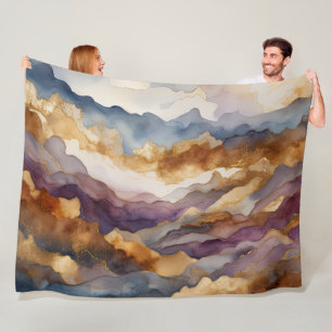 Waterverf Abstract Landschap Schilderen Goud Fleece Deken