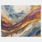 Waterverf Abstract Landschap Schilderen Goud Fleece Deken (Voorkant (Horizontaal))