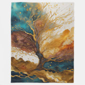 Waterverf Abstract Landschap Schilderen Goud Fleece Deken (Voorkant)