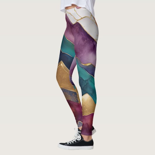 Waterverf Abstract Landschap Schilderen Goud Leggings (Links)