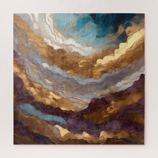 Waterverf Abstract Landschap Schilderen Goud Legpuzzel (Verticaal)