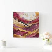 Waterverf Abstract Landschap Schilderen Goud Vierkante Klok (Huis)