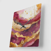 Waterverf Abstract Landschap Schilderen Goud Vierkante Klok (Hoek)