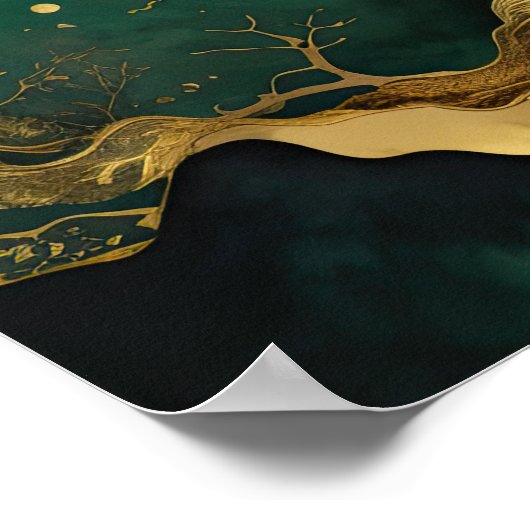 Waterverf Abstract Landschapsschilderij Goud 1:1 I Poster (Hoek)