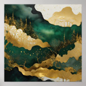 Waterverf Abstract Landschapsschilderij Goud 1:1 I Poster (Voorkant)