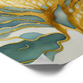 Waterverf Abstract Landschapsschilderij Goud 1:1 Poster (Hoek)