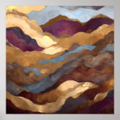 Waterverf Abstract Landschapsschilderij Goud 1:1 Poster (Voorkant)