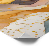 Waterverf Abstract Landschapsschilderij Goud 1:1 Poster (Hoek)