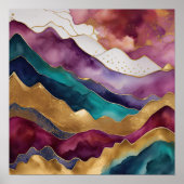 Waterverf Abstract Landschapsschilderij Goud 1:1 Poster (Voorkant)