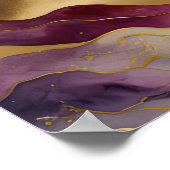 Waterverf Abstract Landschapsschilderij Goud 1:1 Poster (Hoek)