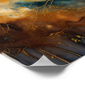 Waterverf Abstract Landschapsschilderij Goud 1:1 Poster (Hoek)