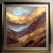 Waterverf Abstract Landschapsschilderij Goud 1:1 Poster