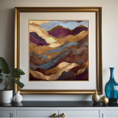 Waterverf Abstract Landschapsschilderij Goud 1:1 Poster