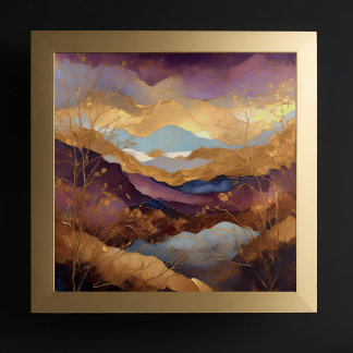 Waterverf Abstract Landschapsschilderij Goud 1:1 Poster