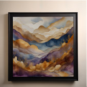 Waterverf Abstract Landschapsschilderij Goud 1:1 Poster