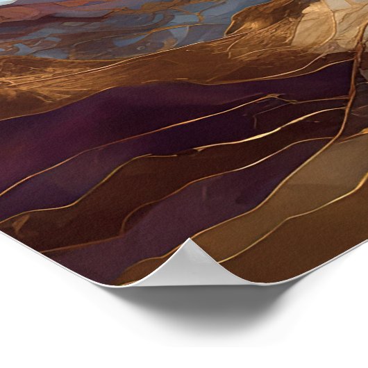 Waterverf Abstract Landschapsschilderij Goud 1:1 Poster (Hoek)