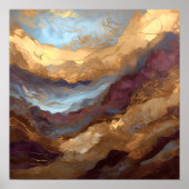 Waterverf Abstract Landschapsschilderij Goud 1:1 Poster (Voorkant)