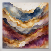 Waterverf Abstract Landschapsschilderij Goud 1:1 Poster (Voorkant)