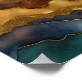 Waterverf Abstract Landschapsschilderij Goud 1:1 Poster (Hoek)