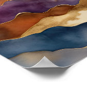 Waterverf Abstract Landschapsschilderij Goud 1:1 Poster (Hoek)