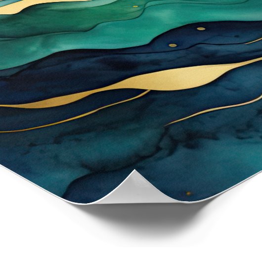 Waterverf Abstract Landschapsschilderij Goud 1:1 Poster (Hoek)