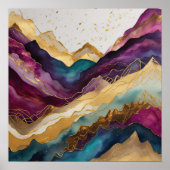 Waterverf Abstract Landschapsschilderij Goud 1:1 Poster (Voorkant)