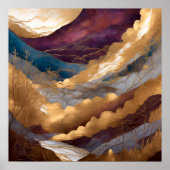 Waterverf Abstract Landschapsschilderij Goud 1:1 Poster (Voorkant)