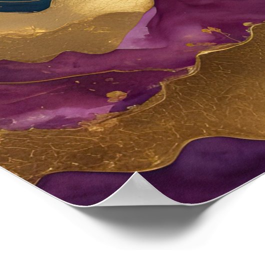 Waterverf Abstract Landschapsschilderij Goud 1:1 Poster (Hoek)