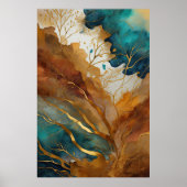 Waterverf Abstract Landschapsschilderij Goud 2:3 Poster (Voorkant)