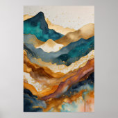 Waterverf Abstract Landschapsschilderij Goud 2:3 Poster (Voorkant)
