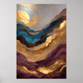 Waterverf Abstract Landschapsschilderij Goud 2:3 Poster (Voorkant)