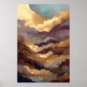 Waterverf Abstract Landschapsschilderij Goud 2:3 Poster (Voorkant)
