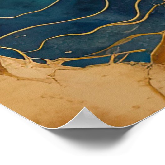 Waterverf Abstract Landschapsschilderij Goud 2:3 Poster (Hoek)