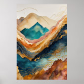 Waterverf Abstract Landschapsschilderij Goud 2:3 Poster (Voorkant)