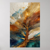 Waterverf Abstract Landschapsschilderij Goud 2:3 Poster (Voorkant)