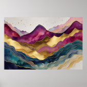 Waterverf Abstract Landschapsschilderij Goud 3:2 Poster (Voorkant)