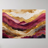 Waterverf Abstract Landschapsschilderij Goud 3:2 Poster (Voorkant)