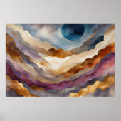 Waterverf Abstract Landschapsschilderij Goud 3:2 Poster (Voorkant)