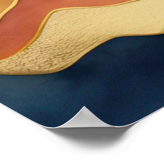 Waterverf Abstract Landschapsschilderij Goud 3:2 Poster (Hoek)