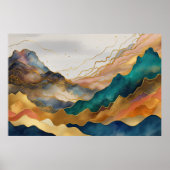 Waterverf Abstract Landschapsschilderij Goud 3:2 Poster (Voorkant)