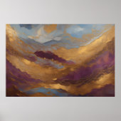 Waterverf Abstract Landschapsschilderij Goud 3:2 Poster (Voorkant)