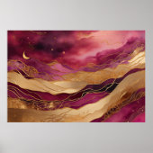 Waterverf Abstract Landschapsschilderij Goud 3:2 Poster (Voorkant)