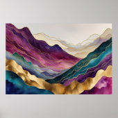 Waterverf Abstract Landschapsschilderij Goud 3:2 Poster (Voorkant)