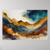Waterverf Abstract Landschapsschilderij Goud 3:2 Poster (Voorkant)