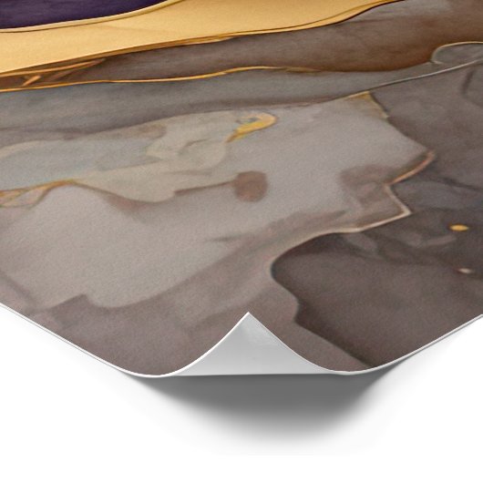 Waterverf Abstract Landschapsschilderij Goud 3:2 Poster (Hoek)