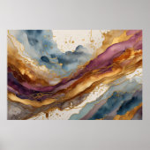 Waterverf Abstract Landschapsschilderij Goud 3:2 Poster (Voorkant)