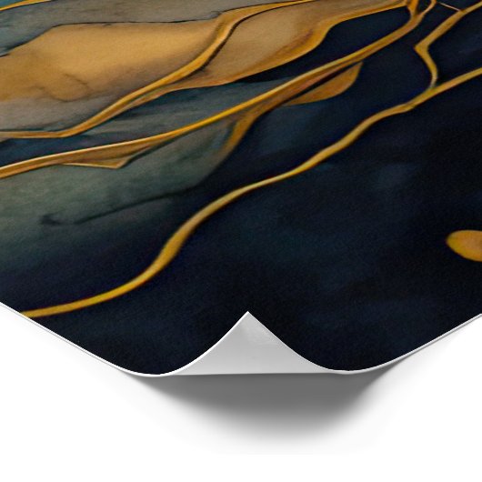 Waterverf Abstract Landschapsschilderij Goud 3:2 Poster (Hoek)