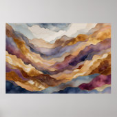 Waterverf Abstract Landschapsschilderij Goud 3:2 Poster (Voorkant)