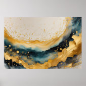 Waterverf Abstract Landschapsschilderij Goud 3:2 Poster (Voorkant)
