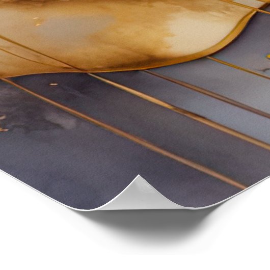 Waterverf Abstract Landschapsschilderij Goud 3:2 Poster (Hoek)